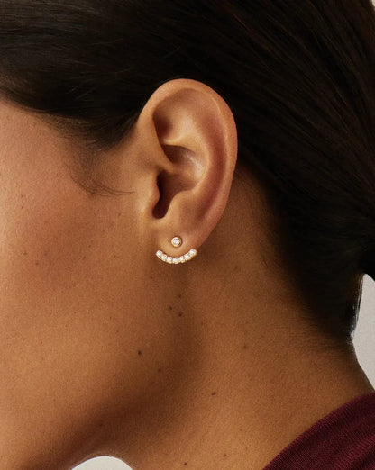 Tennis Ear Jacket Stud Earrings | 18k Gold Vermeil/Cubic Zirconia Earrings Missoma