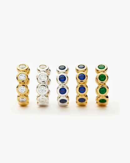 Tennis Small Hoop Earrings | Sterling Silver/Sapphire Blue Nano-crystal Earrings Missoma
