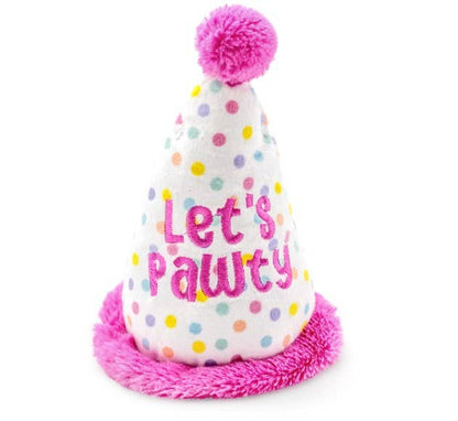 ThoozyPet Birthday Hat Pink Plush Dog Toy 7" - Dog.Dog.Cat.