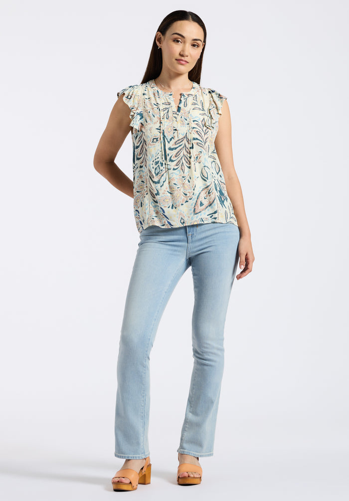 Buffalo Women Shirts White Woven Woven Short Sleeve Flutter-Sleeve Silhouette Lightweight Woven Feel