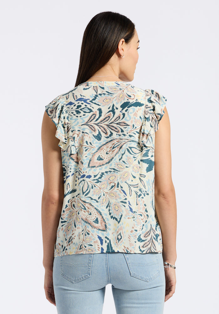 Buffalo Women Shirts White Woven Woven Short Sleeve Flutter-Sleeve Silhouette Lightweight Woven Feel