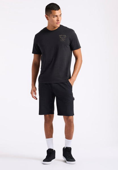 Buffalo Men T-Shirts Black Knit Tees Short Sleeve Regular-Fit Gently Dropped Neckline