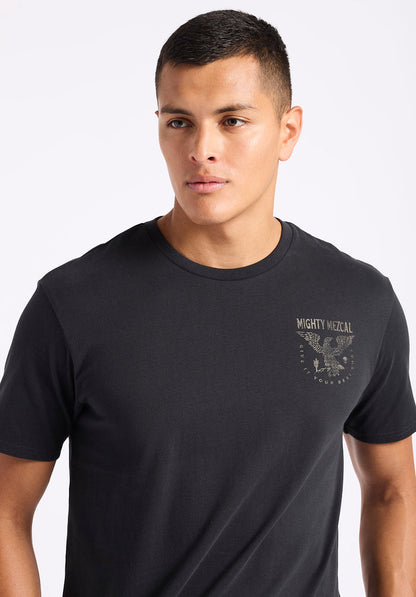 Buffalo Men T-Shirts Black Knit Tees Short Sleeve Regular-Fit Gently Dropped Neckline