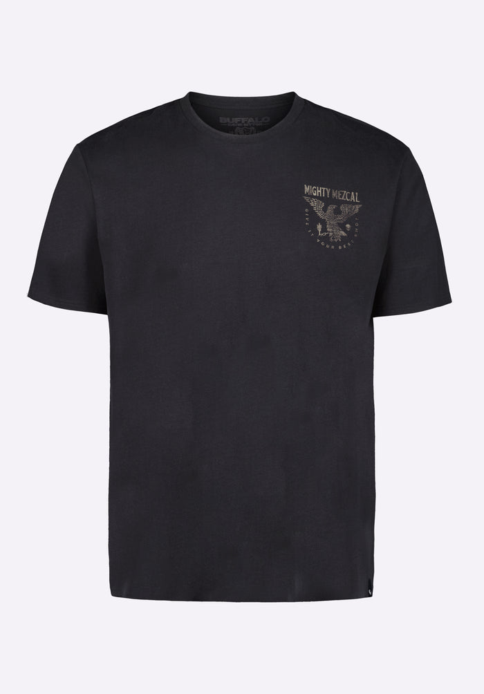 Buffalo Men T-Shirts Black Knit Tees Short Sleeve Regular-Fit Gently Dropped Neckline