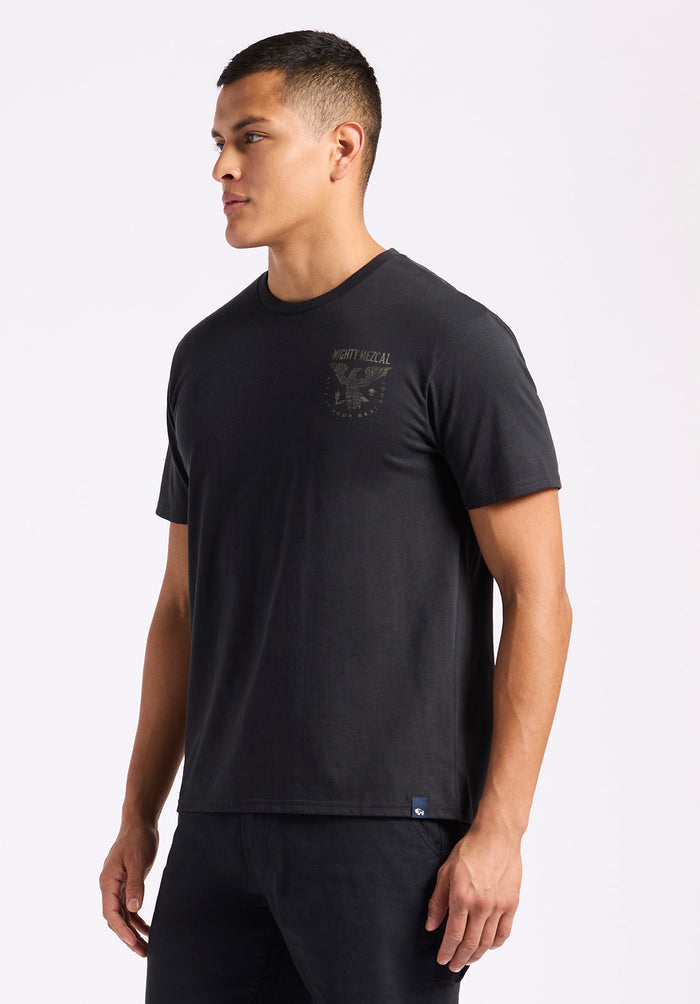 Buffalo Men T-Shirts Black Knit Tees Short Sleeve Regular-Fit Gently Dropped Neckline