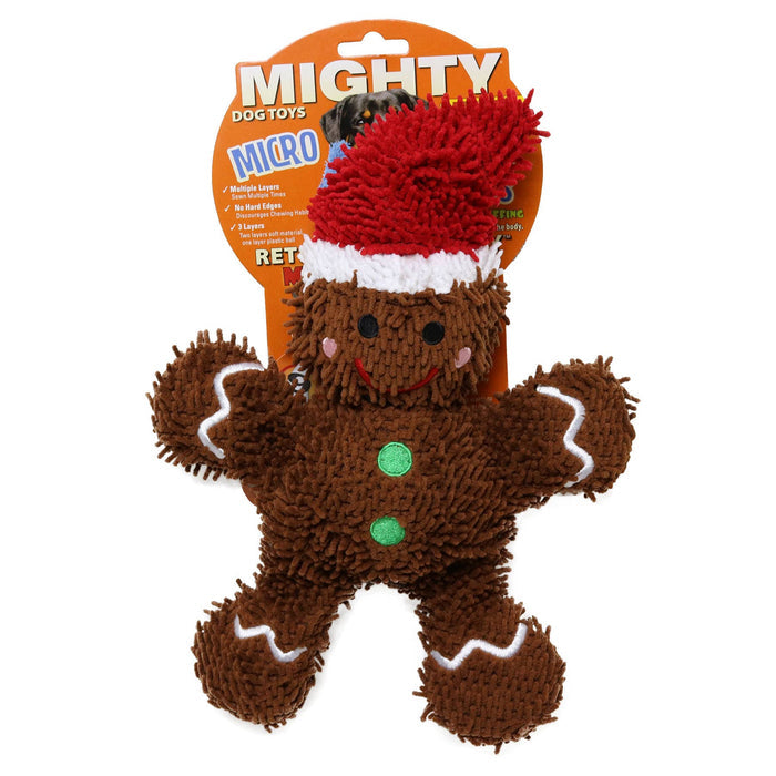 Tuffy Dog Toys - VIP Products - Mighty Microfiber Ball Gingerbread Man, Christmas Dog Toy - Dog.Dog.Cat.