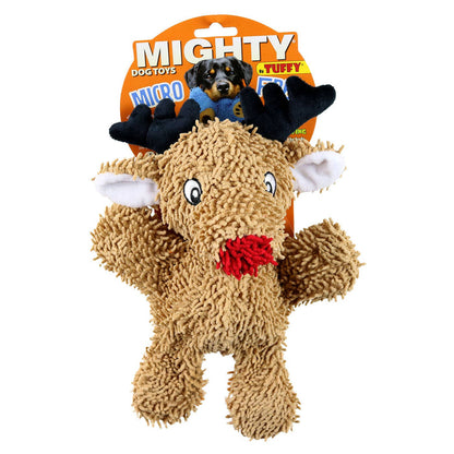 Tuffy Dog Toys - VIP Products - Mighty Microfiber Ball Reindeer, Holiday Squeaky Dog Toy - Dog.Dog.Cat.