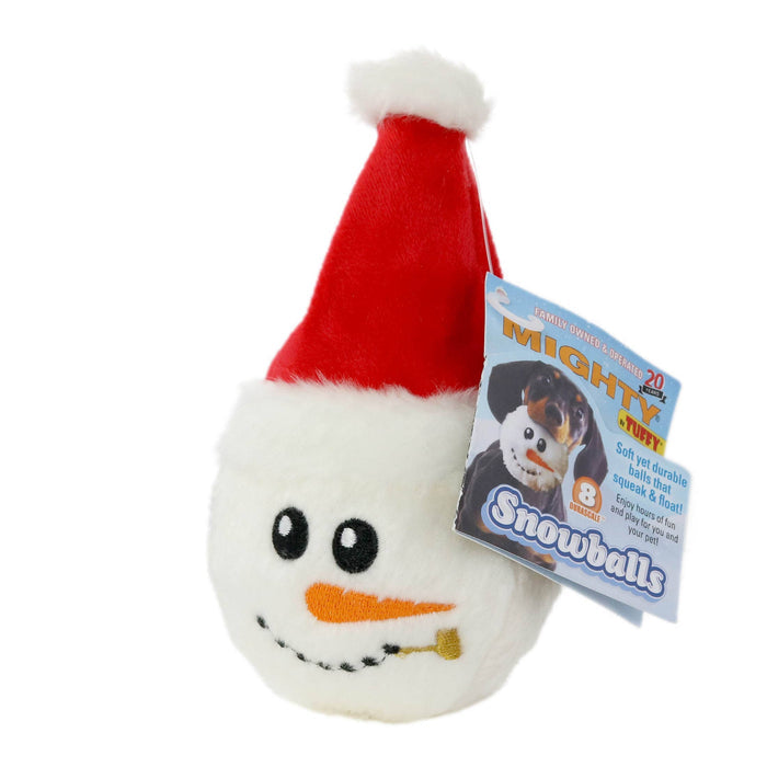 Tuffy Dog Toys - VIP Products - Mighty Ball-Small Snowball Santa Squeaky Dog Toy, No Stuff - Dog.Dog.Cat.