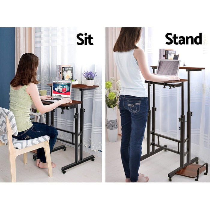 Twin Laptop Table Desk - Dark Wood -Home Living Store - -