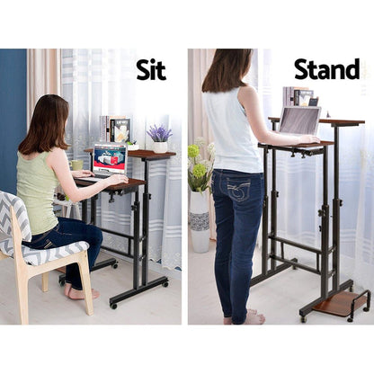 Twin Laptop Table Desk - Dark Wood -Home Living Store - -