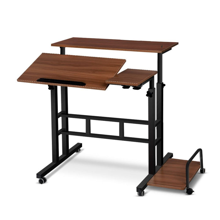 Twin Laptop Table Desk - Dark Wood -Home Living Store - -