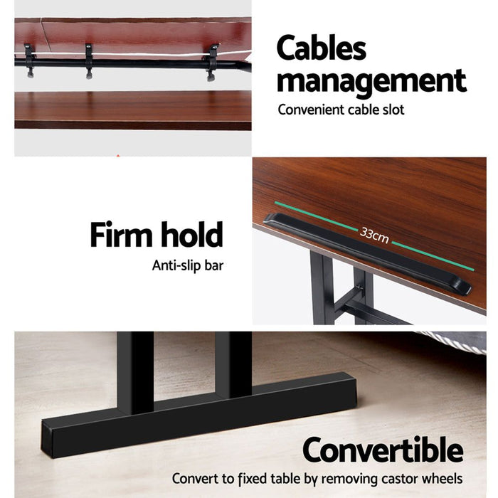 Twin Laptop Table Desk - Dark Wood -Home Living Store - -