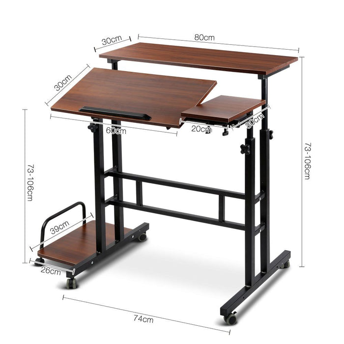 Twin Laptop Table Desk - Dark Wood -Home Living Store - -