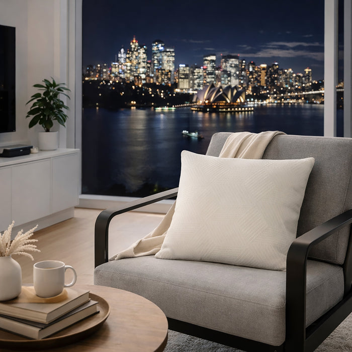 Urban Style Decorative Beige Lines Lounge Cushion | 45x45cm