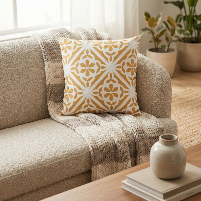 Urban Style Decorative Mustard Tiles Lounge Cushion | 45x45cm