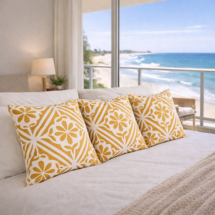 Urban Style Decorative Mustard Tiles Lounge Cushion | 45x45cm