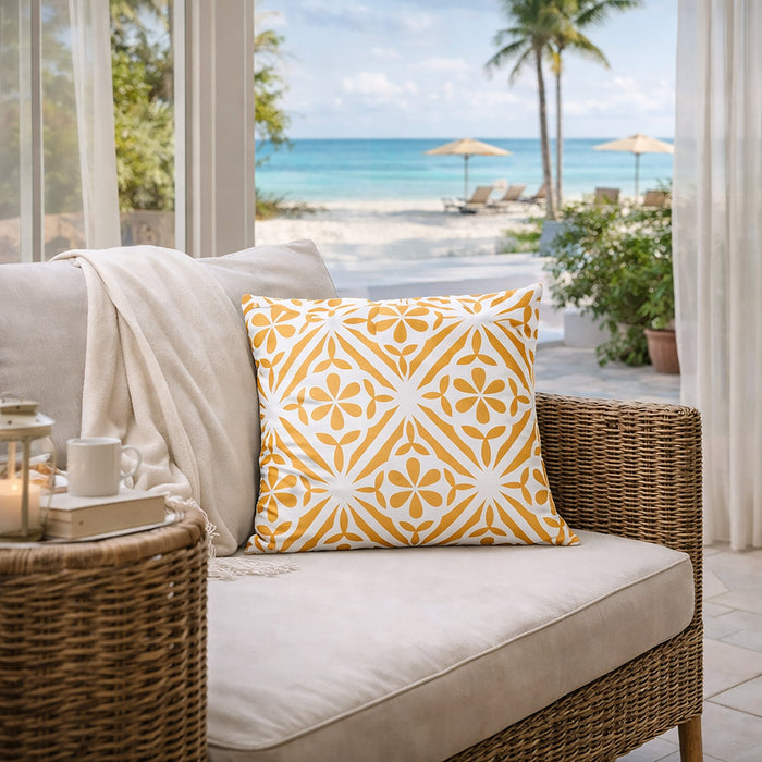 Urban Style Decorative Mustard Tiles Lounge Cushion | 45x45cm