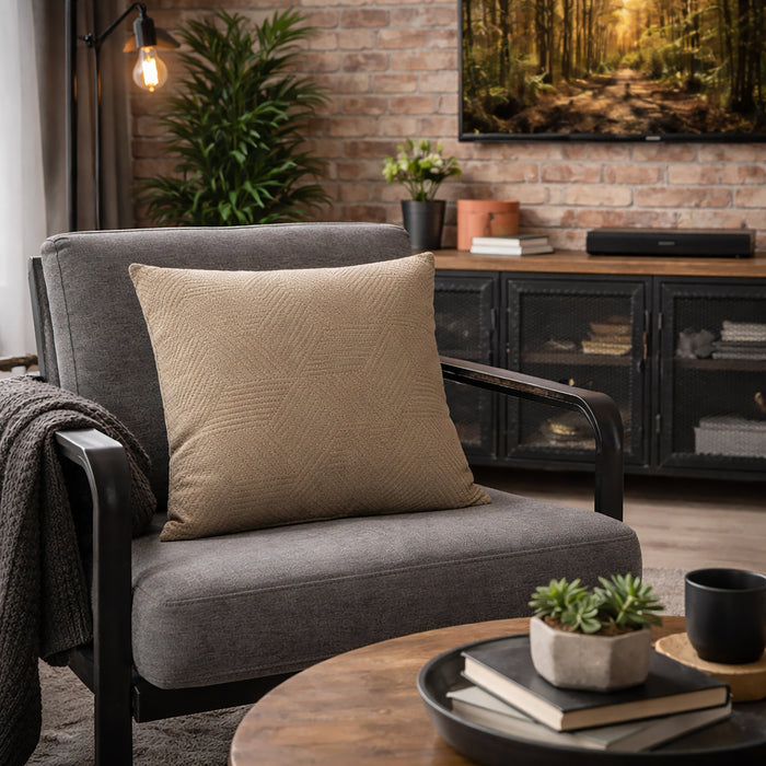 Urban Style Decorative Taupe Lines Lounge Cushion | 45x45cm