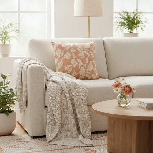 Urban Style Terracotta Leaves Cushion | 45x45cm