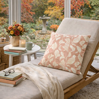 Urban Style Terracotta Leaves Cushion | 45x45cm