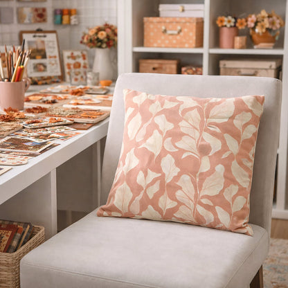 Urban Style Terracotta Leaves Cushion | 45x45cm