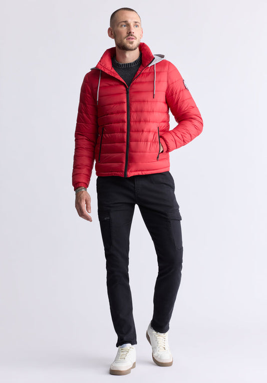 Buffalo Men Jackets Red Woven Puffer Easy-Care Styling Versatile Everyday Wear
