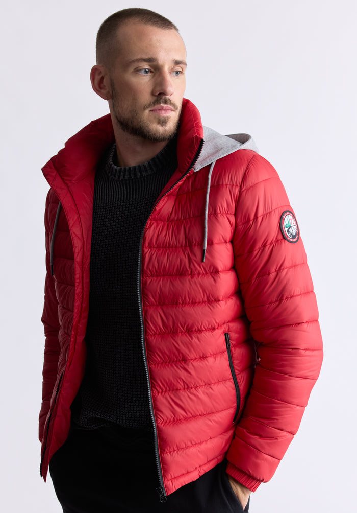 Buffalo Men Jackets Red Woven Puffer Easy-Care Styling Versatile Everyday Wear