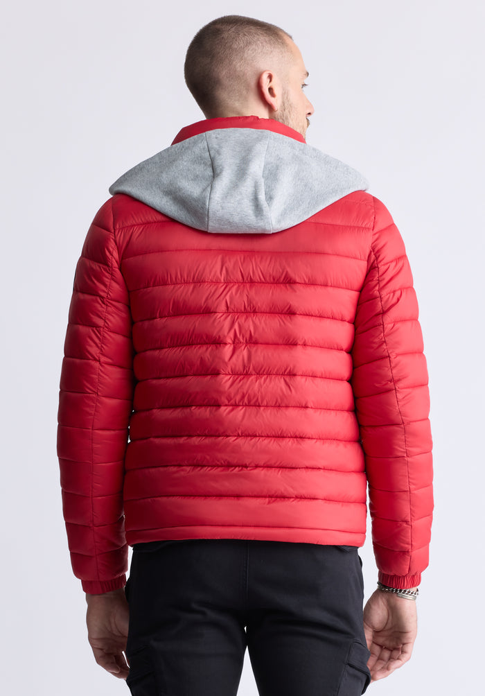 Buffalo Men Jackets Red Woven Puffer Easy-Care Styling Versatile Everyday Wear