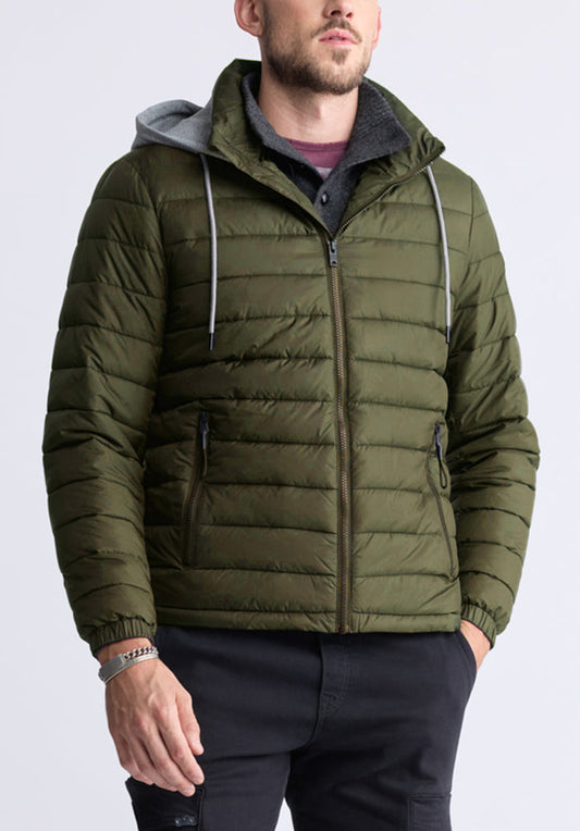 Buffalo Men Jackets Green Woven Puffer Easy-Care Styling Versatile Everyday Wear