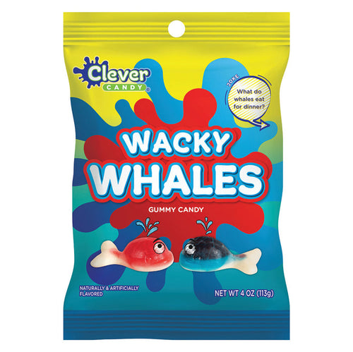 Wacky Whales Gummy Candy Peg Bag - 12 Count