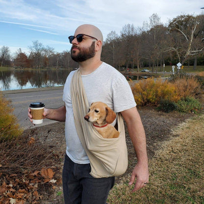 Walking Palm - Dog Sling - Oatmeal Tan Linen - Dog.Dog.Cat.