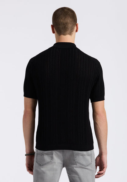 Buffalo Men Sweaters Black Knit Sweaters Short-Sleeve Silhouette Cozy Sweater Knit