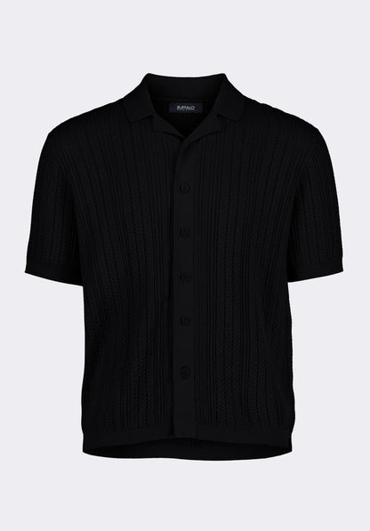 Buffalo Men Sweaters Black Knit Sweaters Short-Sleeve Silhouette Cozy Sweater Knit