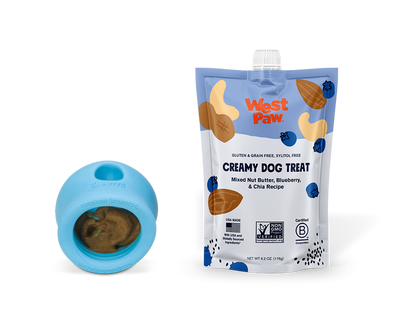 West Paw Nut Butter Dog Treat - Blueberry & Chia Seed - Healthy Creamy Treat - Dog.Dog.Cat.