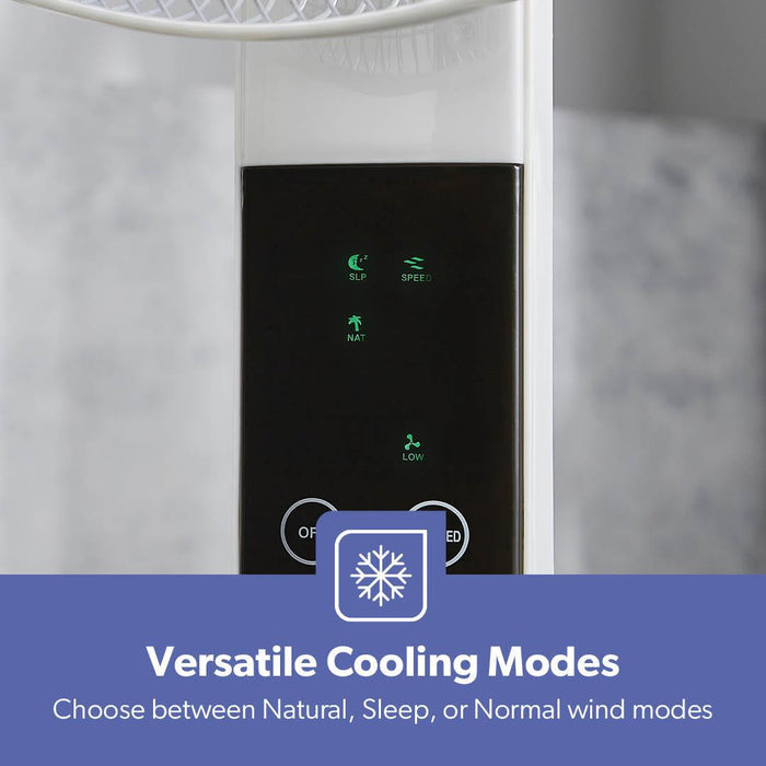 White 16" Digital Pedestal Fan With Remote Control 60W