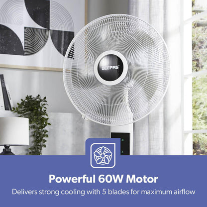 White 16" Digital Pedestal Fan With Remote Control 60W