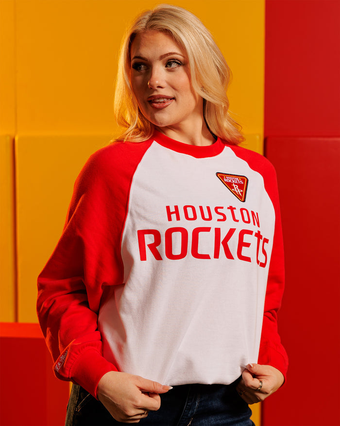 Women's Houston Rockets Mitchell & Ness Head Coach Raglan Crewneck Sweatshirt