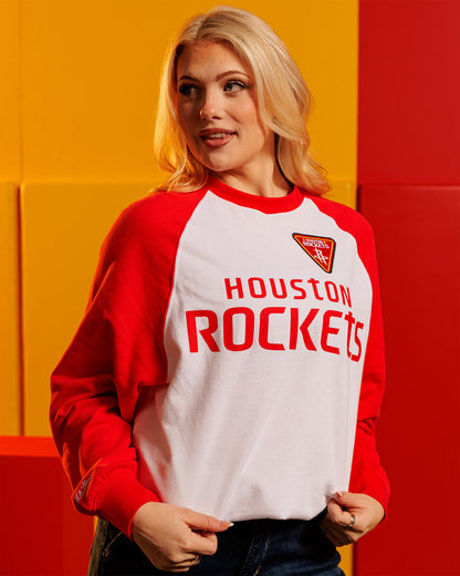 Women's Houston Rockets Mitchell & Ness Head Coach Raglan Crewneck Sweatshirt