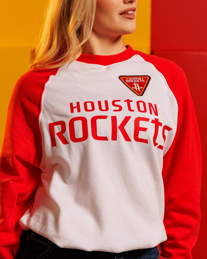 Women's Houston Rockets Mitchell & Ness Head Coach Raglan Crewneck Sweatshirt