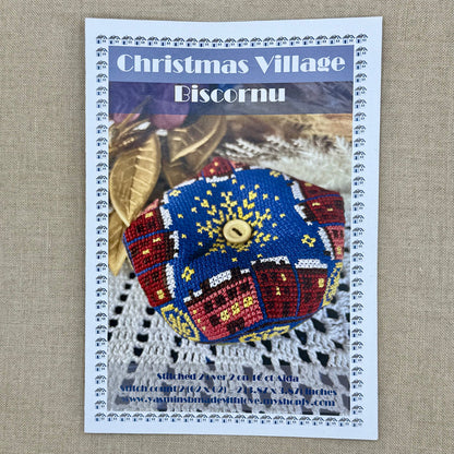 Yasmin's Made with Love - Christmas Village Biscornu - Chart and/or Roxy Floss Pack