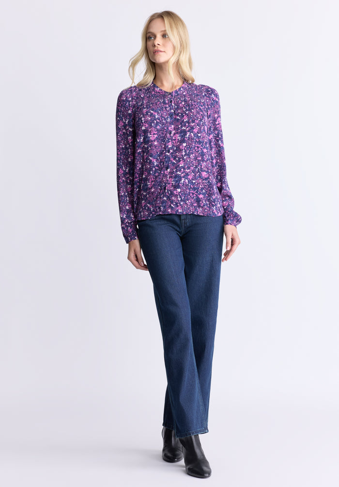 Buffalo Women Shirts Purple Woven Woven Long Sleeve Long-Sleeve Button-Front