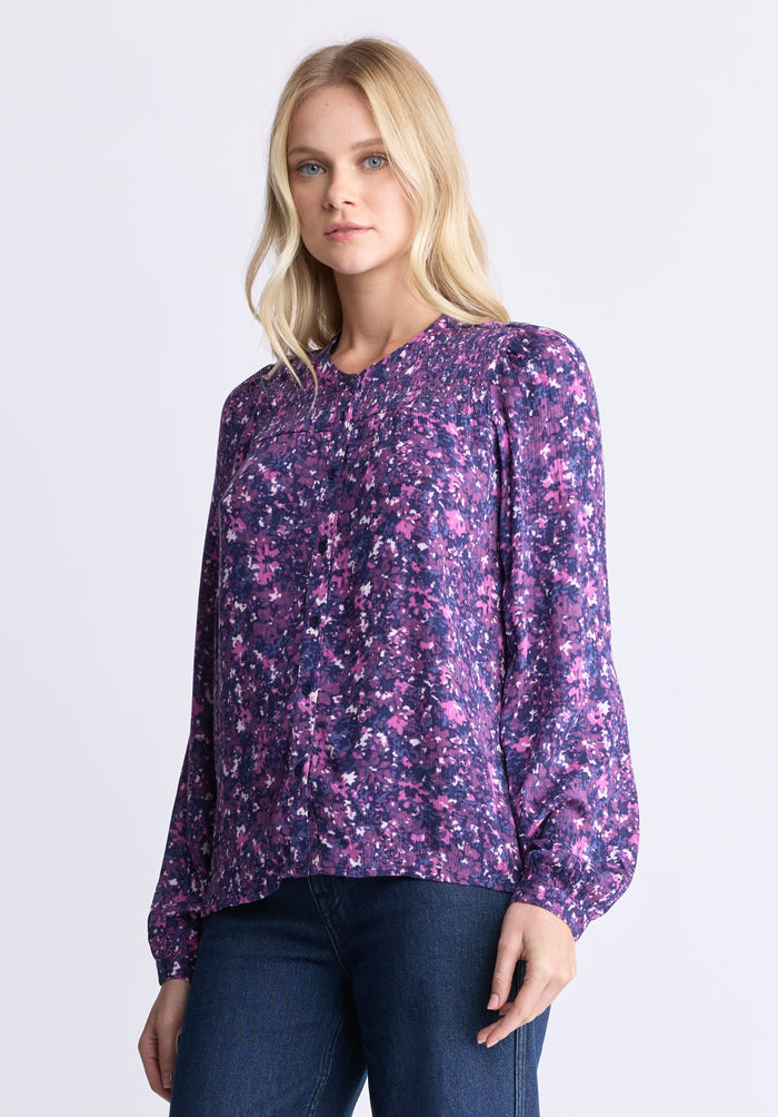 Buffalo Women Shirts Purple Woven Woven Long Sleeve Long-Sleeve Button-Front